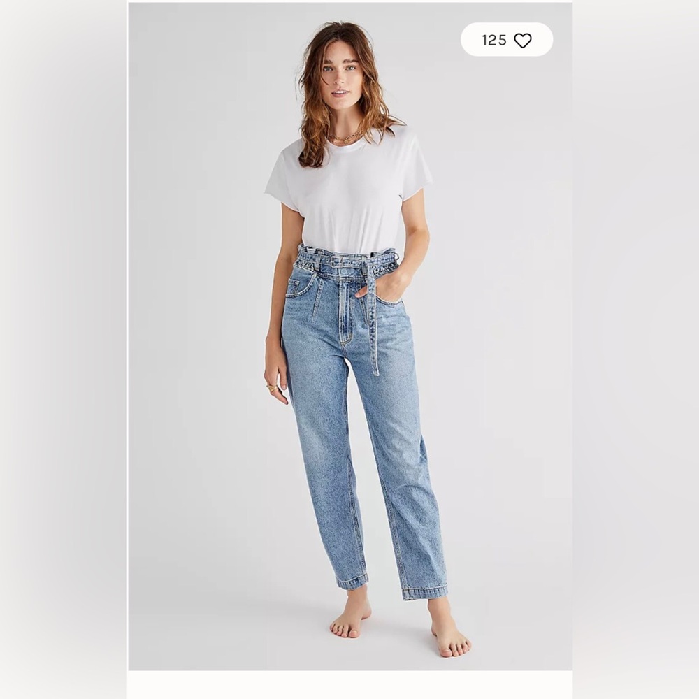 AGOLDE Riya Elasticated Peg Jeans Woman 28 Blue 80s Pleated High Rise NO BELT